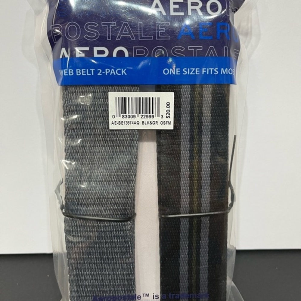 Aeropostale Black and Gray Belt Set